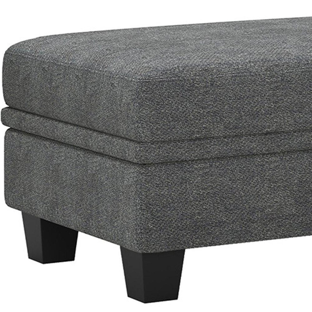 46" Beige And Black Chenille Ottoman With Storage HomeRoots