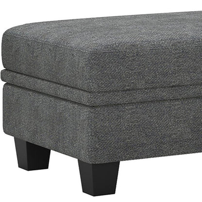 46" Beige And Black Chenille Ottoman With Storage HomeRoots