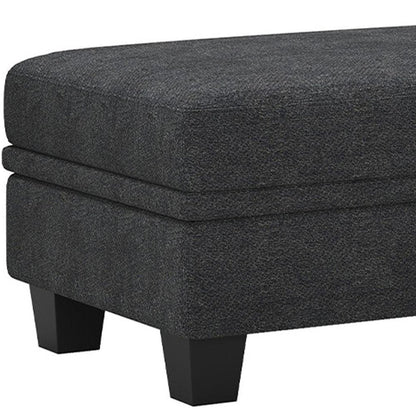46" Beige And Black Chenille Ottoman With Storage HomeRoots