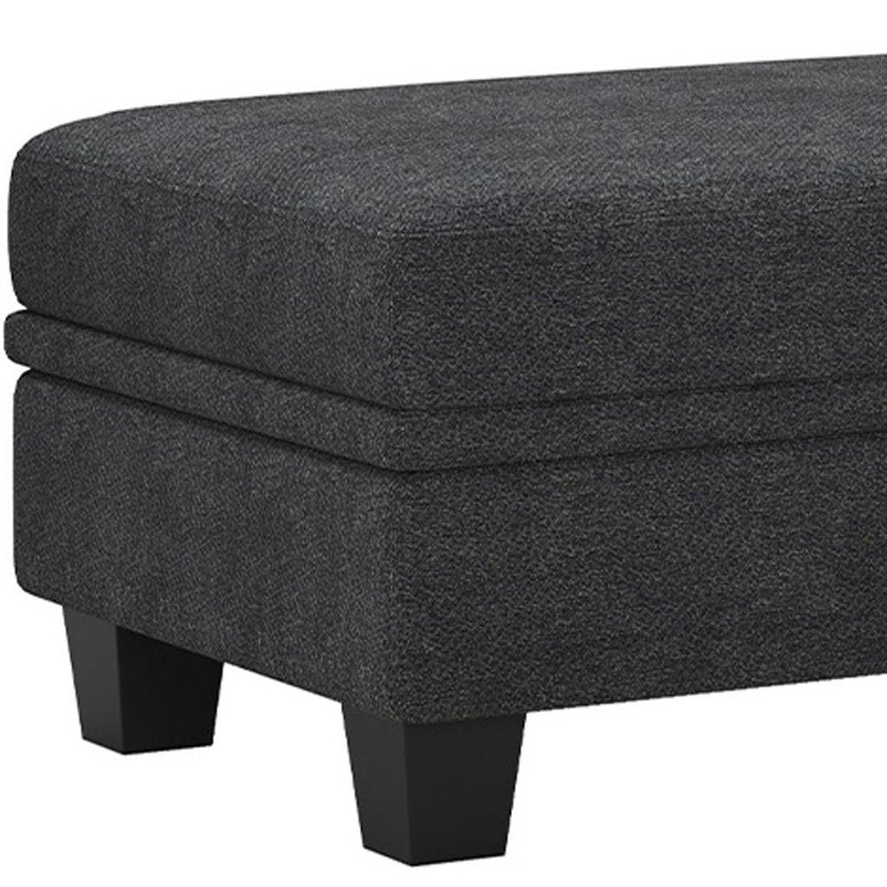 46" Beige and Black Chenille Storage Ottoman HomeRoots