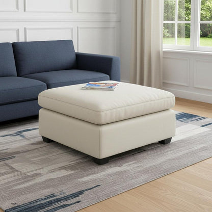 32" Beige and Black Velvet Ottoman HomeRoots