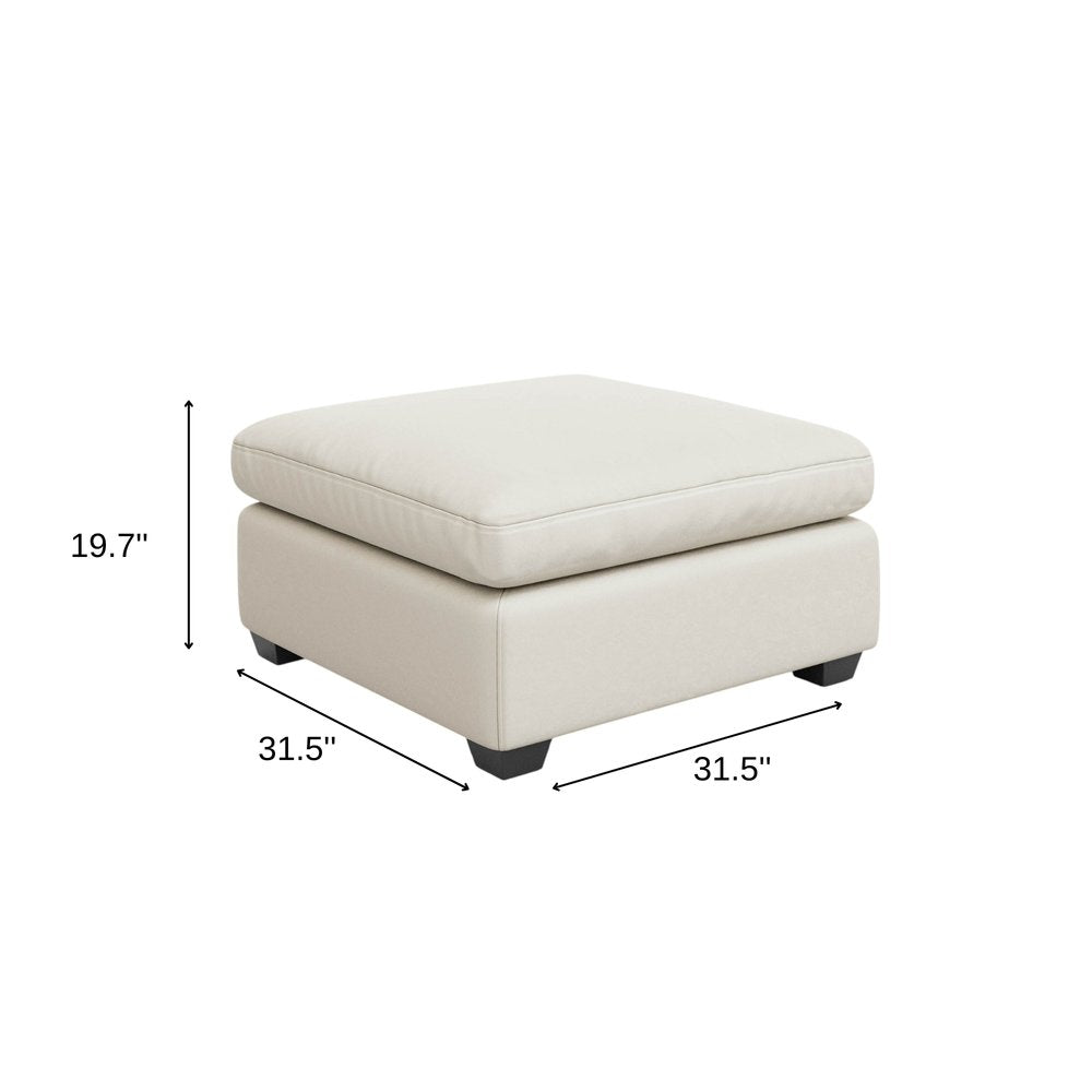 32" Beige and Black Velvet Ottoman HomeRoots