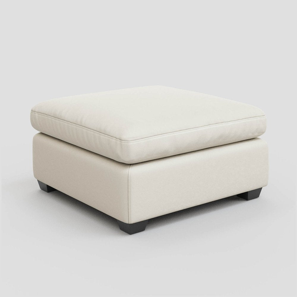32" Beige and Black Velvet Ottoman HomeRoots