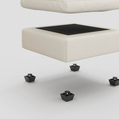 32" Beige and Black Velvet Ottoman HomeRoots