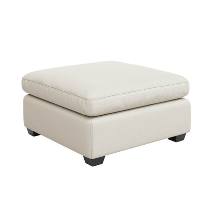 32" Beige and Black Velvet Ottoman HomeRoots