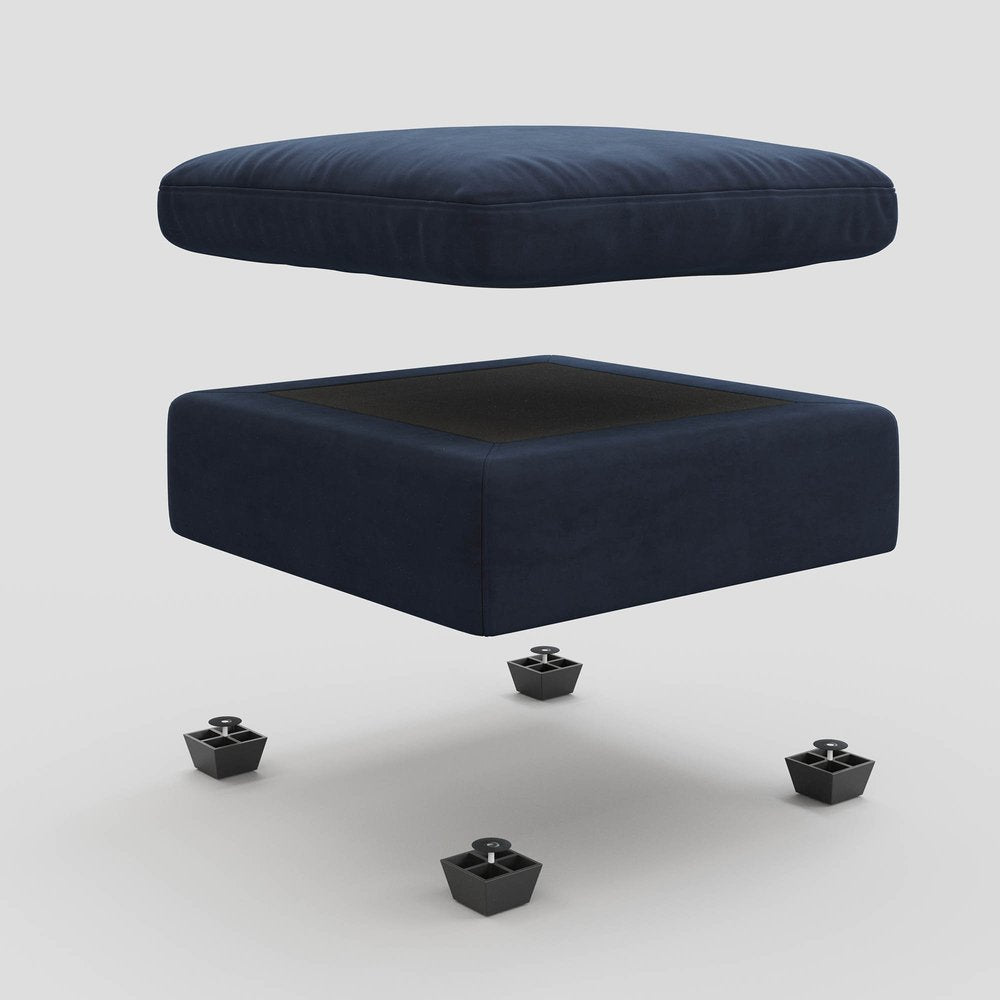 32" Beige and Black Velvet Ottoman HomeRoots