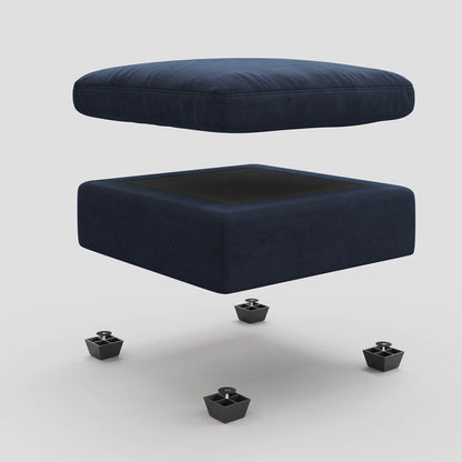 32" Beige and Black Velvet Ottoman HomeRoots