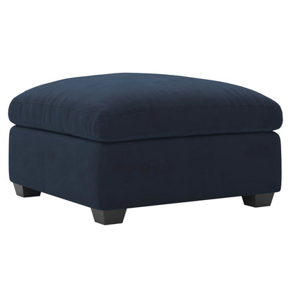 32" Beige and Black Velvet Ottoman HomeRoots