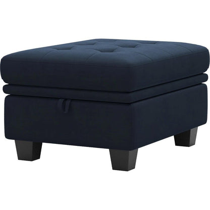 32" Green And Black Velvet Tufted Ottoman With Storage HomeRoots