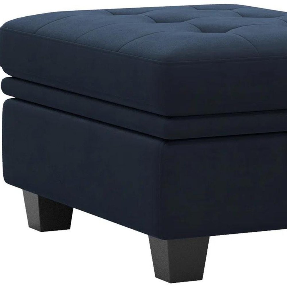 32" Green And Black Velvet Tufted Ottoman With Storage HomeRoots