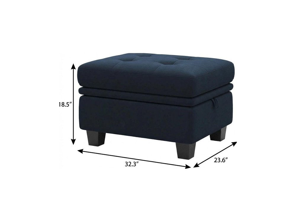 32" Blue and Black Velvet Tufted Storage Ottoman HomeRoots