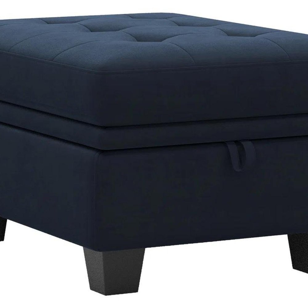 32" Green And Black Velvet Tufted Ottoman With Storage HomeRoots