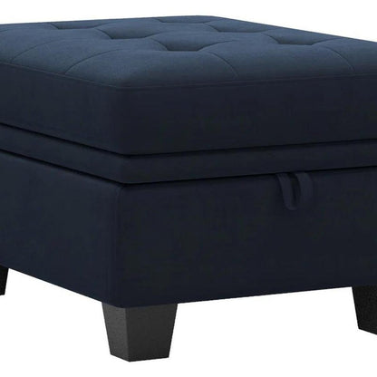 32" Green And Black Velvet Tufted Ottoman With Storage HomeRoots