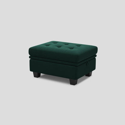 32" Green And Black Velvet Tufted Ottoman With Storage HomeRoots