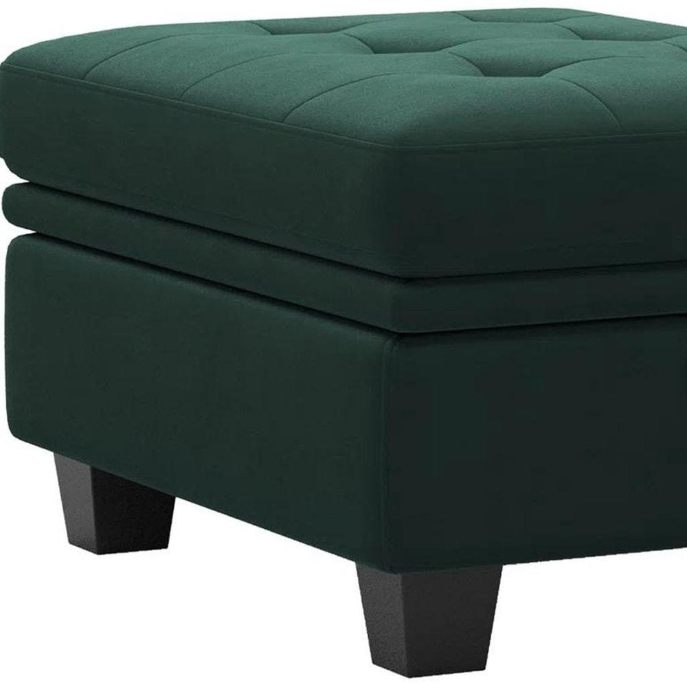 32" Blue and Black Velvet Tufted Storage Ottoman HomeRoots