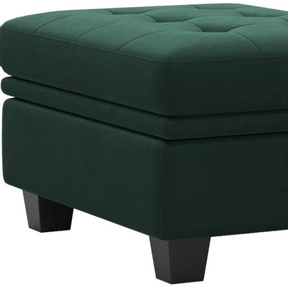 32" Green And Black Velvet Tufted Ottoman With Storage HomeRoots