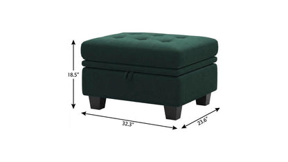 32" Green And Black Velvet Tufted Ottoman With Storage HomeRoots