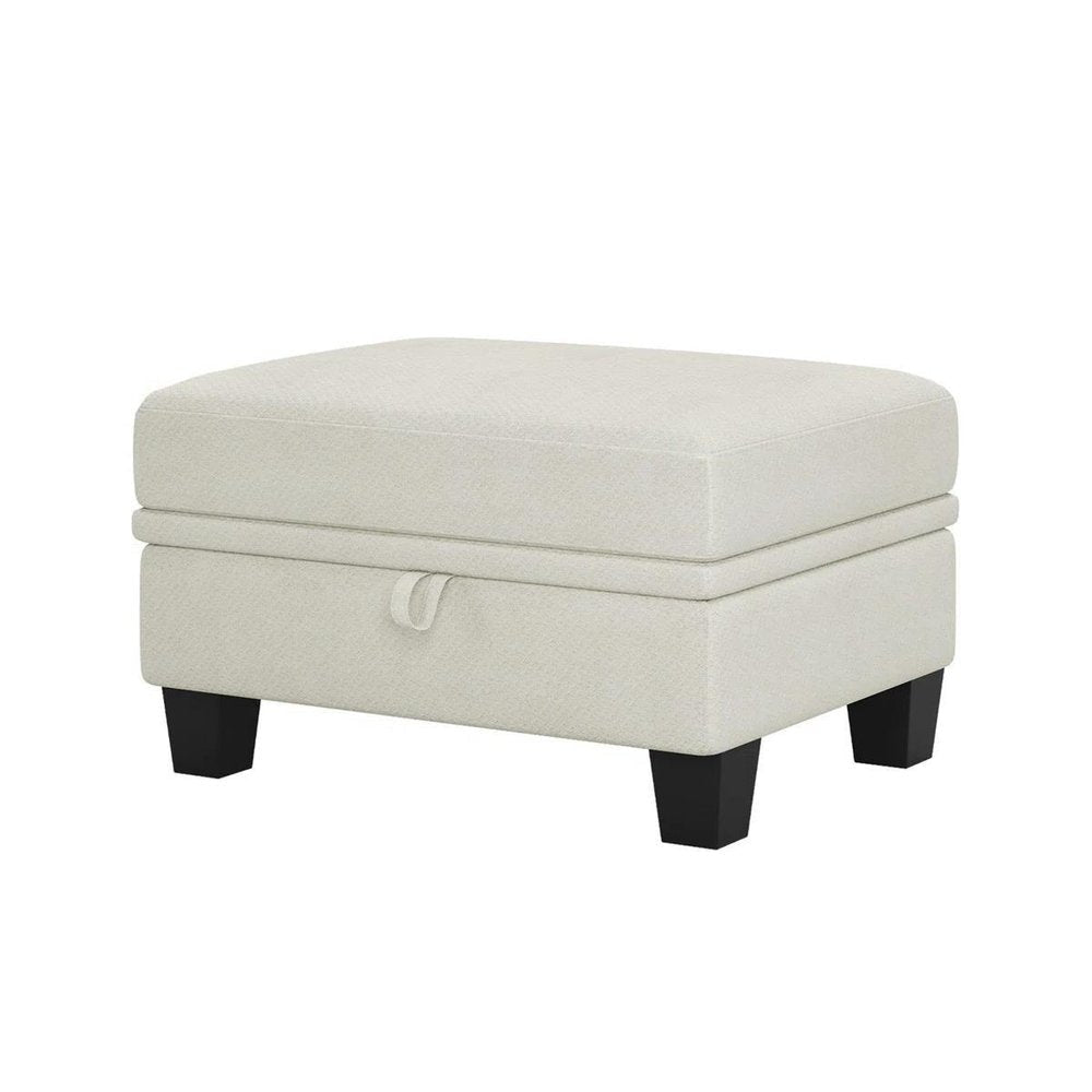 29" Gray And Black Chenille Ottoman With Storage HomeRoots
