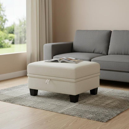 29" Gray And Black Chenille Ottoman With Storage HomeRoots
