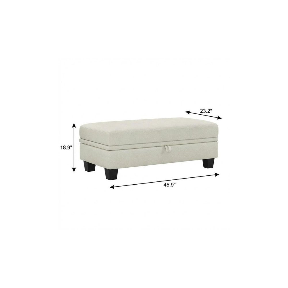 46" Beige and Black Chenille Storage Ottoman HomeRoots