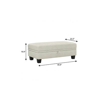 46" Beige and Black Chenille Storage Ottoman HomeRoots