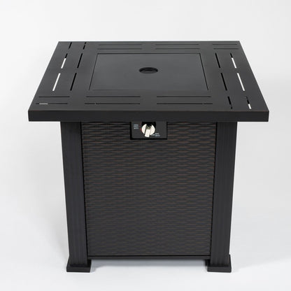 50000 BTU 28" Black Steel Propane Square Fire Pit Table With Cover HomeRoots