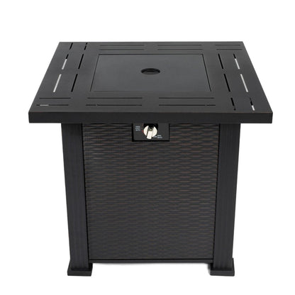 50000 BTU 28" Black Steel Propane Square Fire Pit Table With Cover HomeRoots