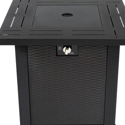 50000 BTU 28" Black Steel Propane Square Fire Pit Table With Cover HomeRoots
