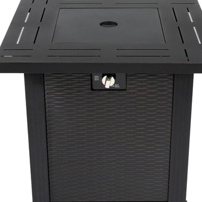 50000 BTU 28" Black Steel Propane Square Fire Pit Table With Cover