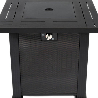 50000 BTU 28" Black Steel Propane Square Fire Pit Table With Cover HomeRoots