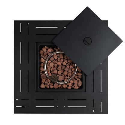 50000 BTU 28" Black Steel Propane Square Fire Pit Table With Cover HomeRoots