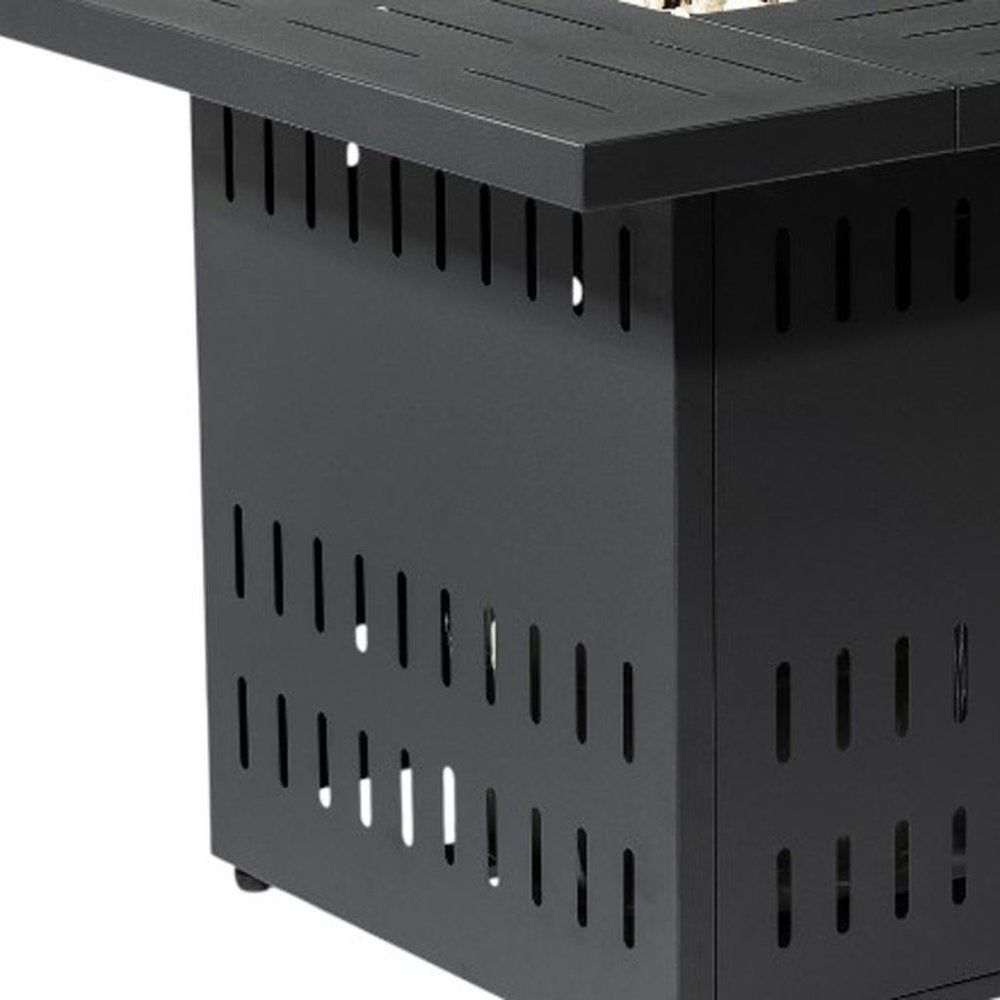 50000 BTU 34" Black Steel Propane Square Fire Pit With Cover HomeRoots