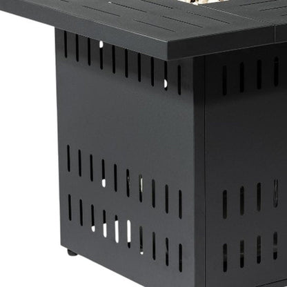 50000 BTU 34" Black Steel Propane Square Fire Pit With Cover HomeRoots