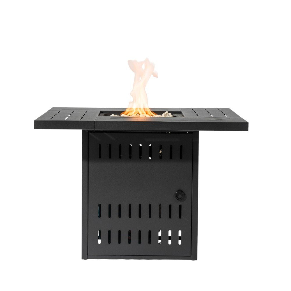 50000 BTU 34" Black Steel Propane Square Fire Pit With Cover HomeRoots