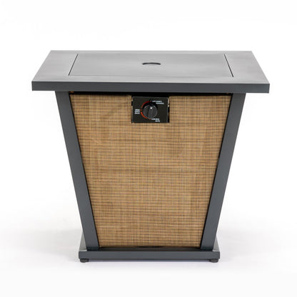 50000 BTU 28" Black Steel Propane Square Fire Pit With Cover HomeRoots