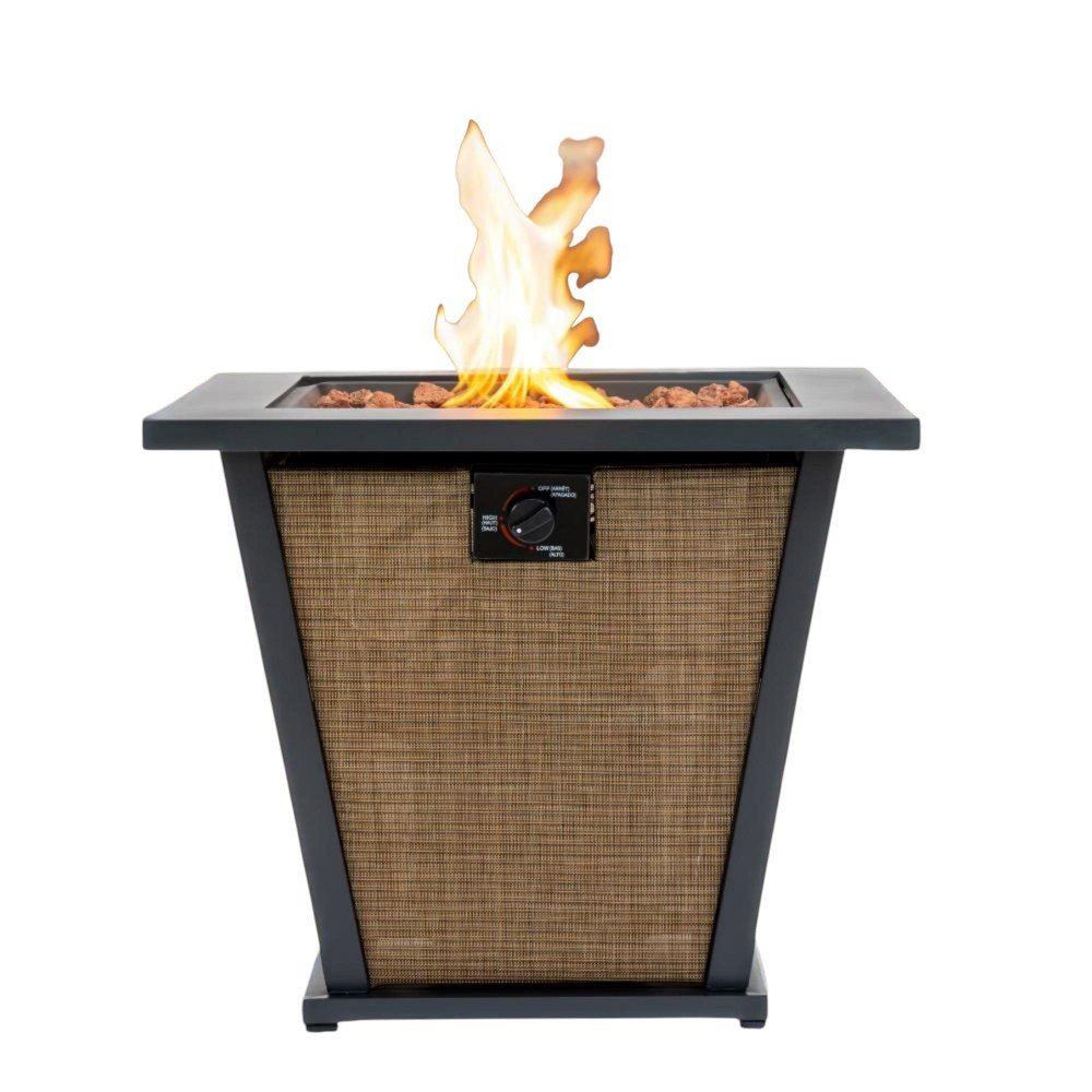 50000 BTU 28" Black Steel Propane Square Fire Pit With Cover HomeRoots