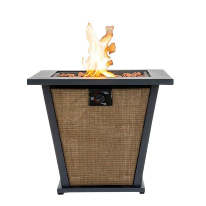 50000 BTU 28" Black Steel Propane Square Fire Pit With Cover HomeRoots