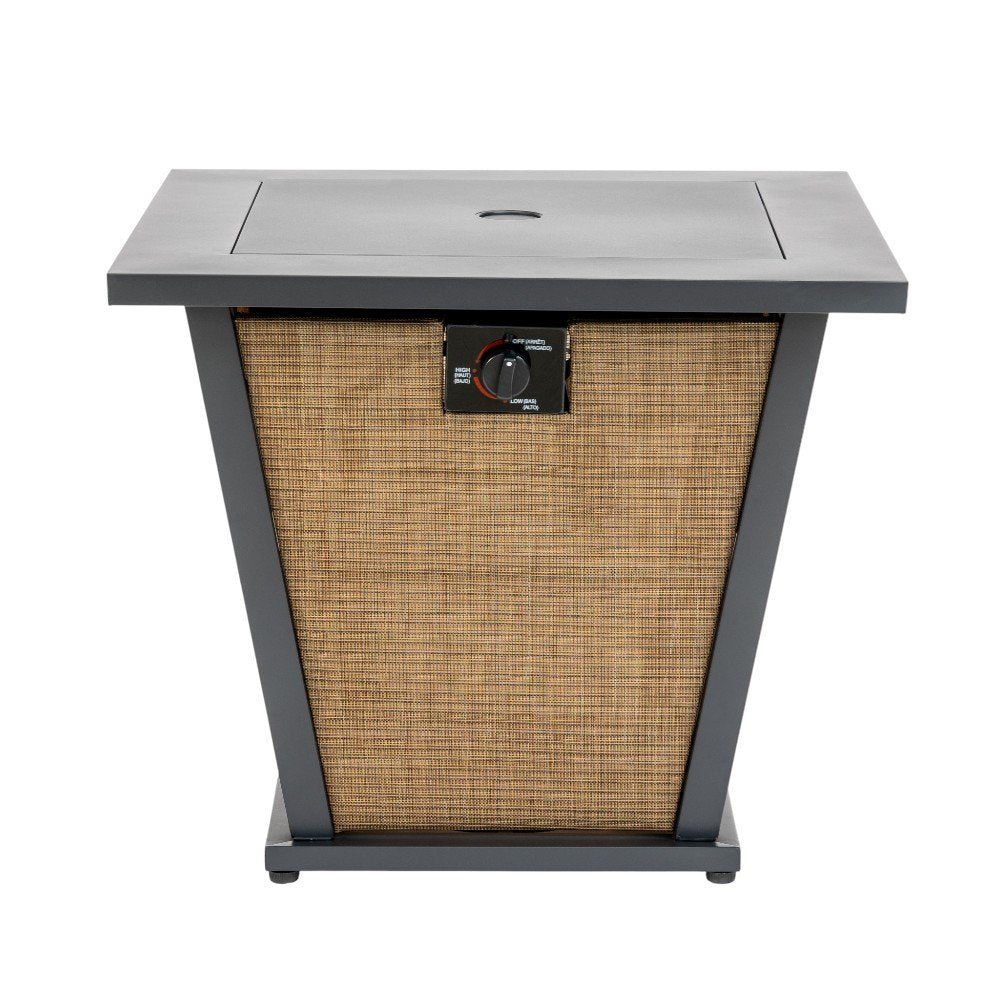 50000 BTU 28" Black Steel Propane Square Fire Pit With Cover HomeRoots