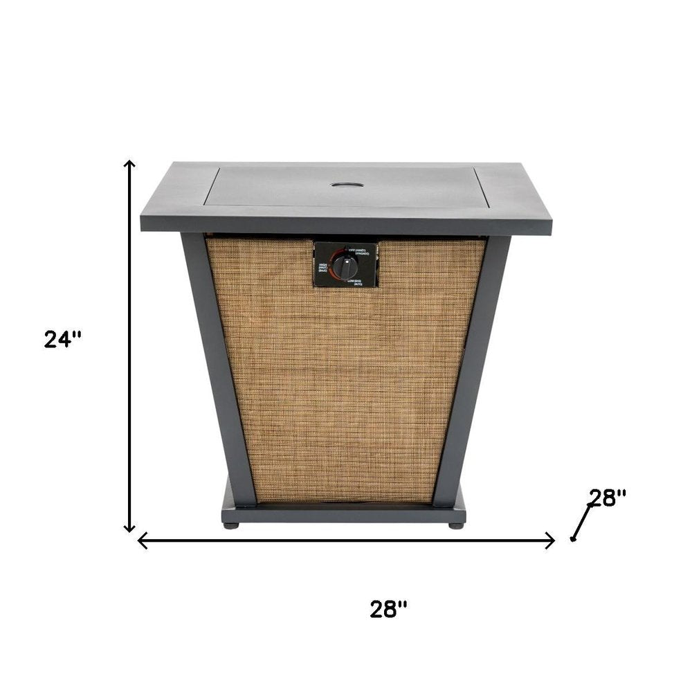 50000 BTU 28" Black Steel Propane Square Fire Pit With Cover HomeRoots