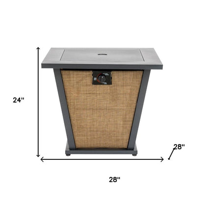 50000 BTU 28" Black Steel Propane Square Fire Pit With Cover HomeRoots