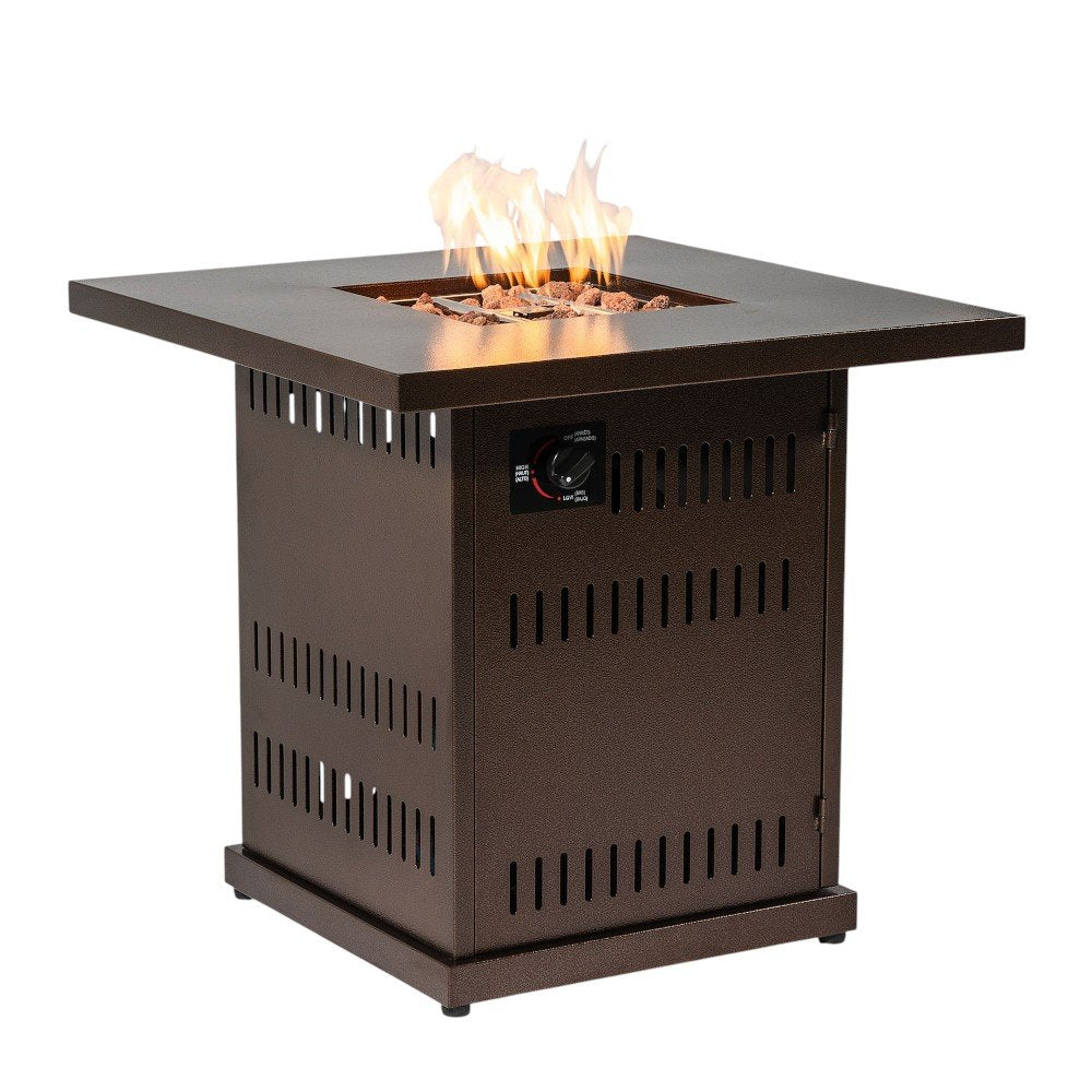 50000 BTU 27" Brown Steel Propane Square Fire Pit Table With Cover — view 8