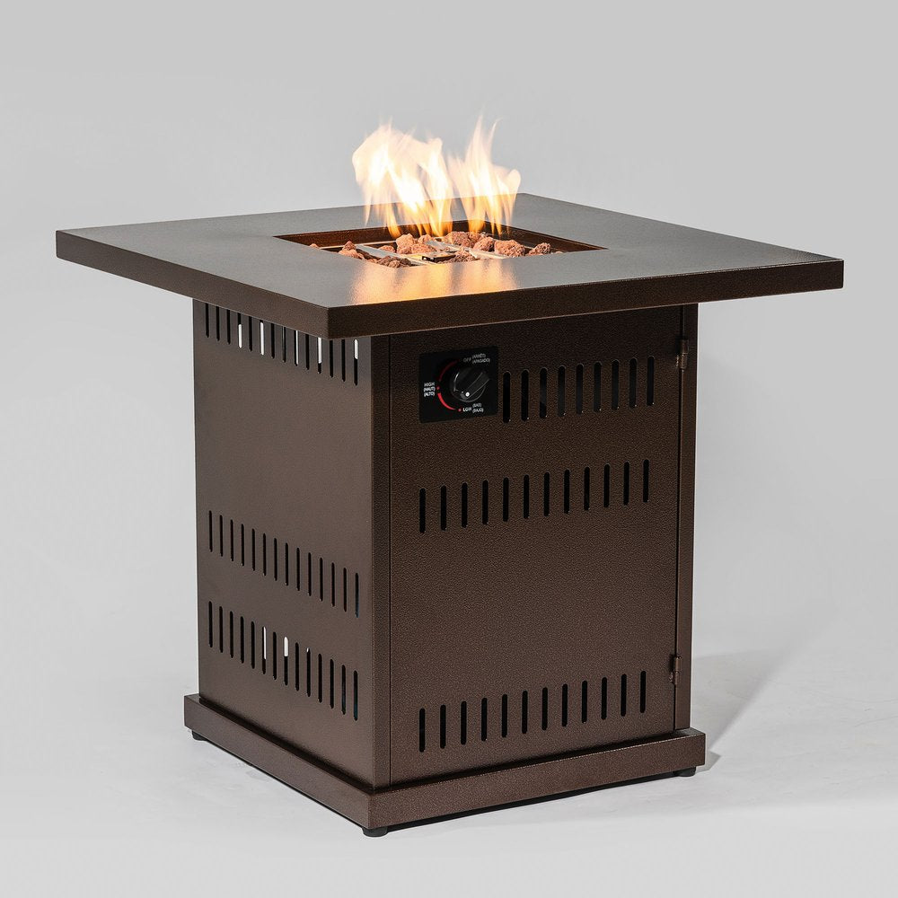 50000 BTU 27" Brown Steel Propane Square Fire Pit Table With Cover — view 3
