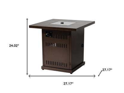50000 BTU 27" Brown Steel Propane Square Fire Pit Table With Cover HomeRoots