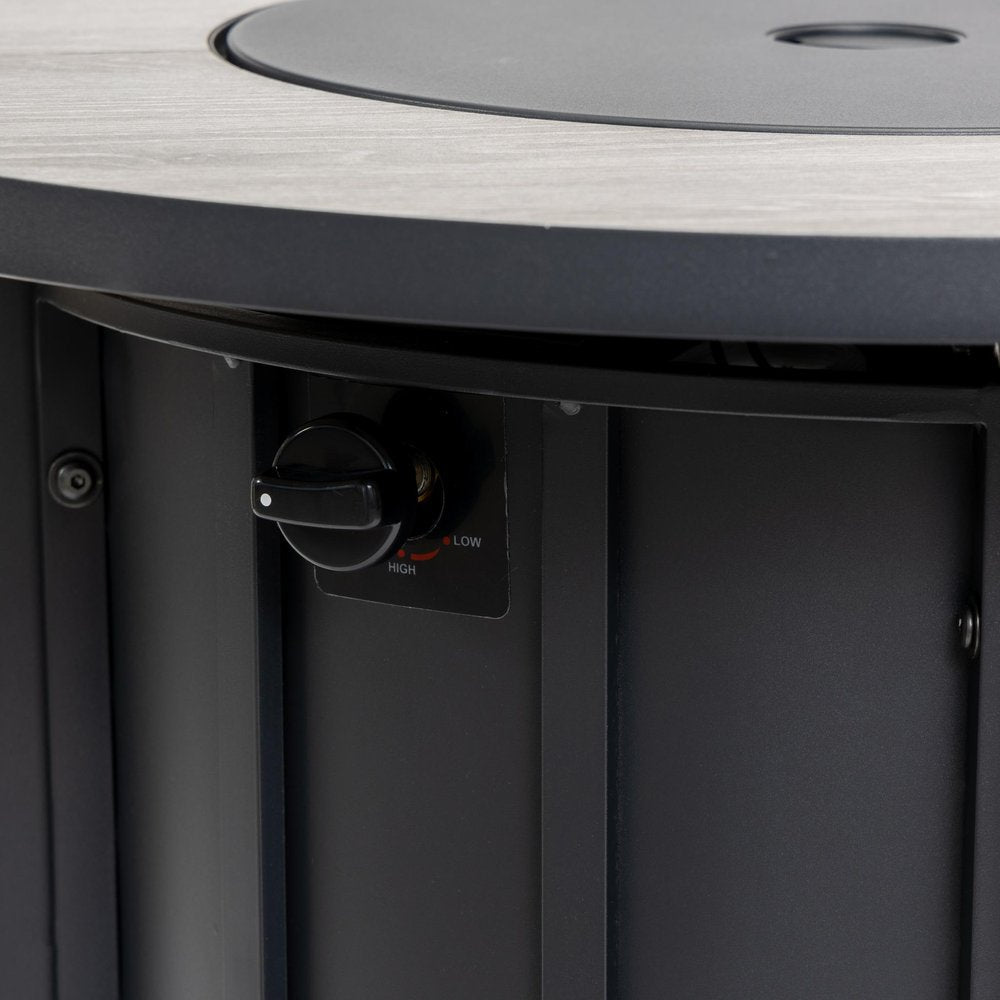 50000 BTU 30" Black Steel Propane Column Fire Pit With Cover HomeRoots