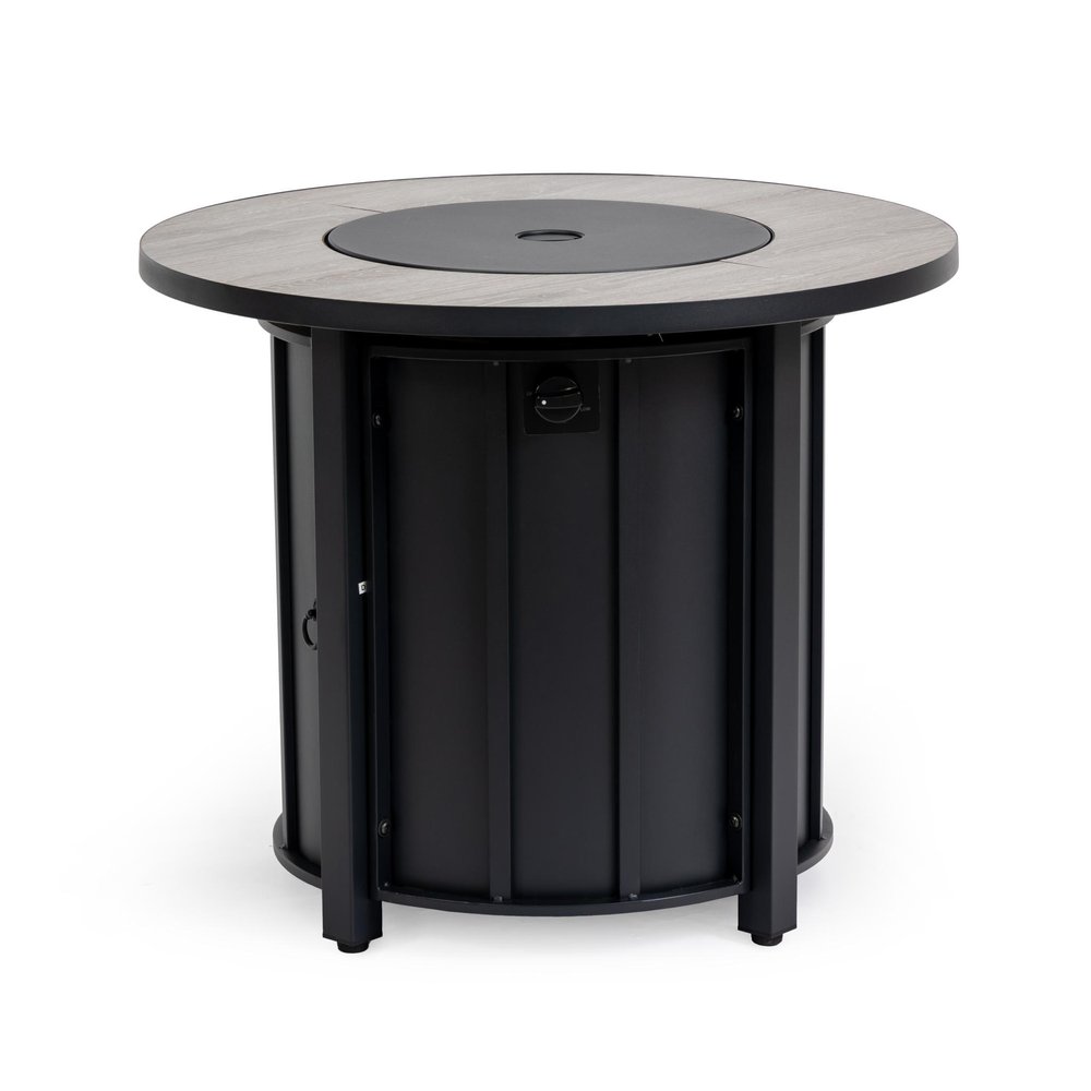 50000 BTU 30" Black Steel Propane Column Fire Pit With Cover HomeRoots