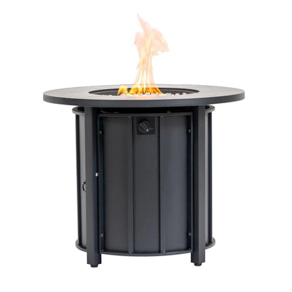 50000 BTU 30" Black Steel Propane Column Fire Pit With Cover HomeRoots