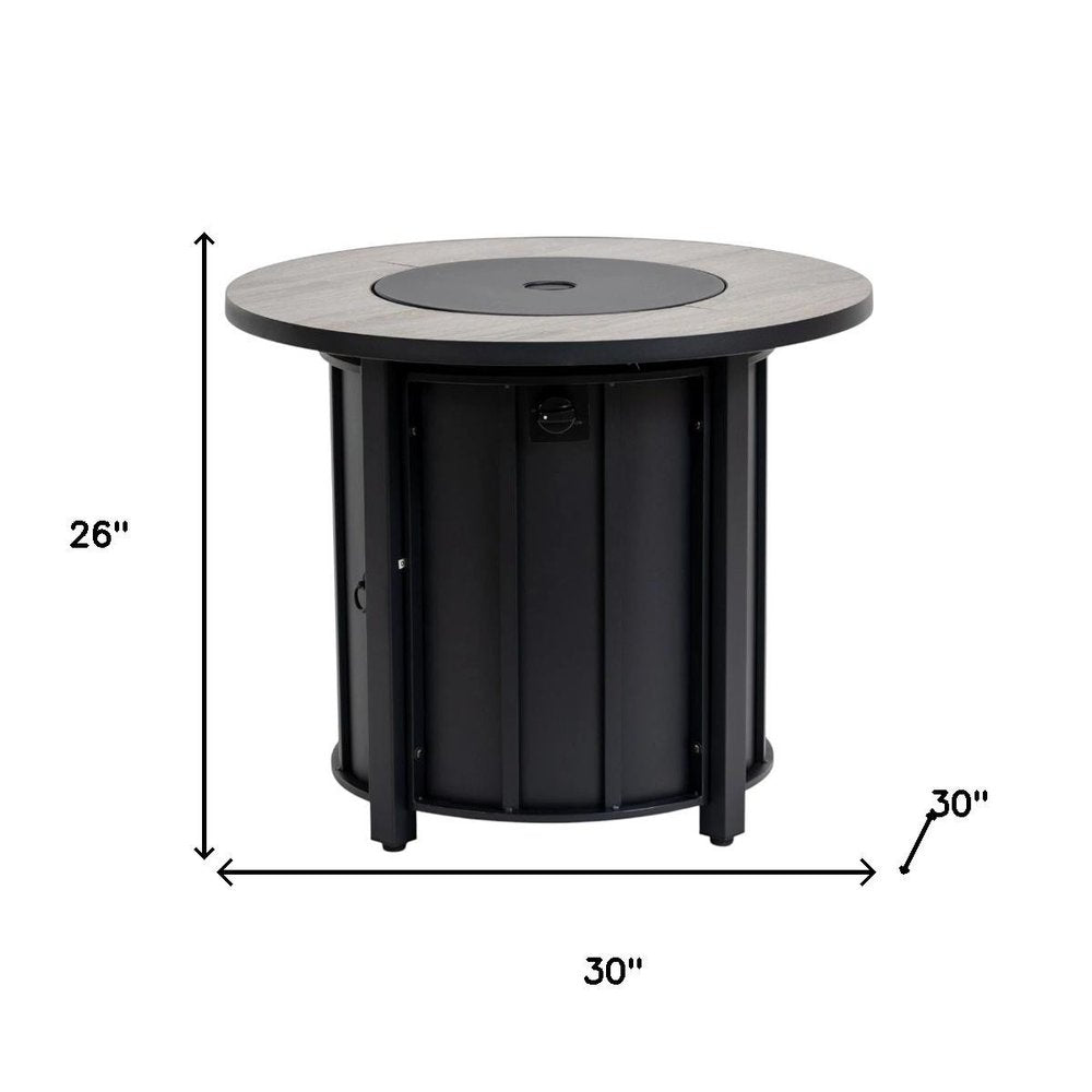 50000 BTU 30" Black Steel Propane Column Fire Pit With Cover HomeRoots