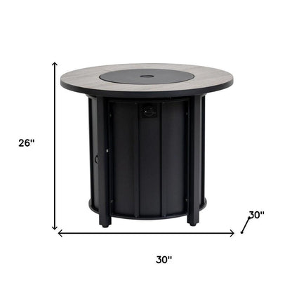 50000 BTU 30" Black Steel Propane Column Fire Pit With Cover HomeRoots
