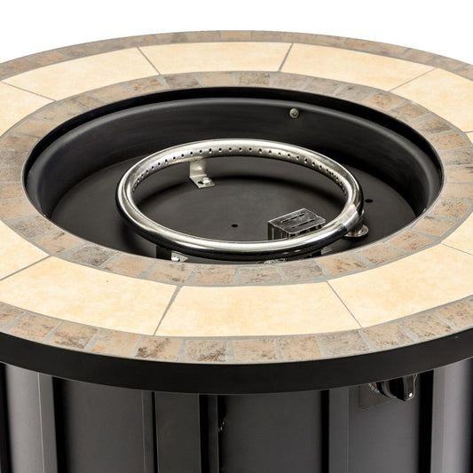 50000 BTU 30" Black Steel Propane Column Fire Pit With Cover HomeRoots