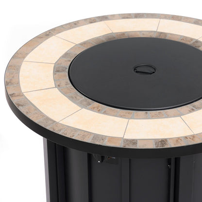 50000 BTU 30" Black Steel Propane Column Fire Pit With Cover HomeRoots